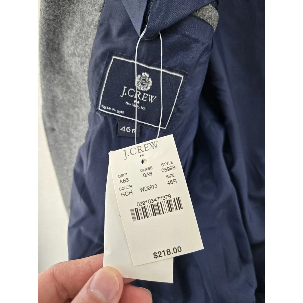 NWT J.Crew Men's Blazer Suit Jacket Sport Coat Size 46R Grey Blue Tweed 05998